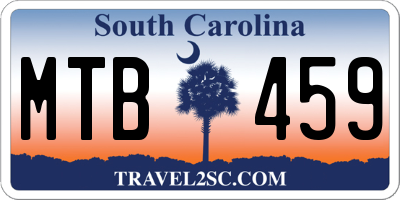SC license plate MTB459