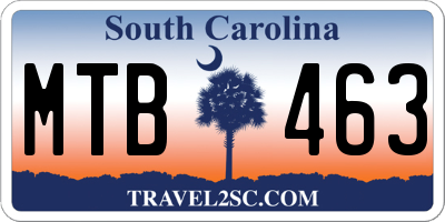 SC license plate MTB463