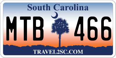 SC license plate MTB466