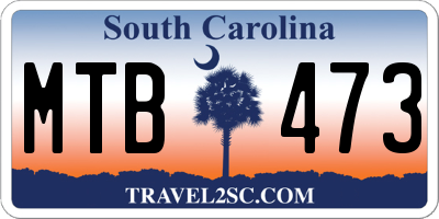SC license plate MTB473