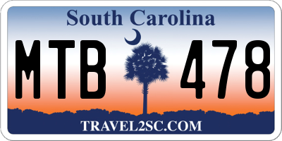 SC license plate MTB478
