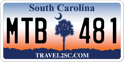 SC license plate MTB481
