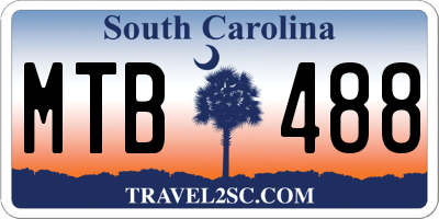 SC license plate MTB488