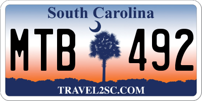 SC license plate MTB492