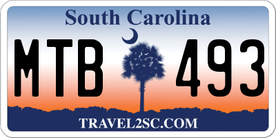 SC license plate MTB493