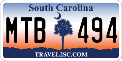 SC license plate MTB494