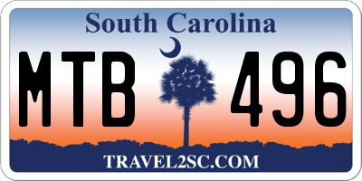 SC license plate MTB496