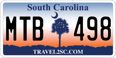 SC license plate MTB498