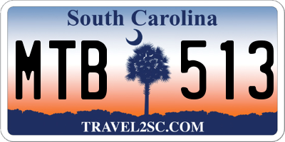 SC license plate MTB513