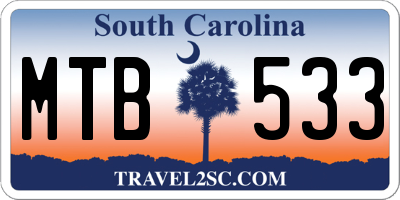 SC license plate MTB533