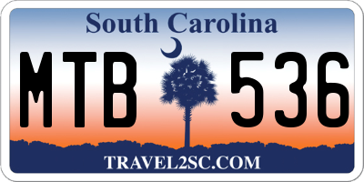 SC license plate MTB536