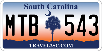 SC license plate MTB543