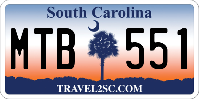 SC license plate MTB551