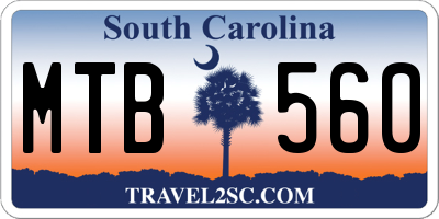 SC license plate MTB560