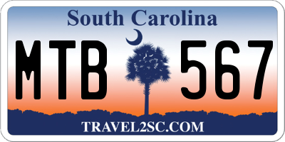 SC license plate MTB567