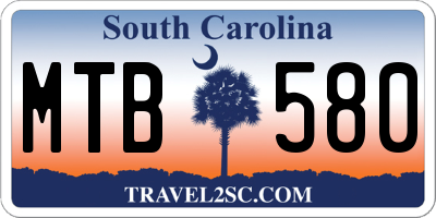 SC license plate MTB580