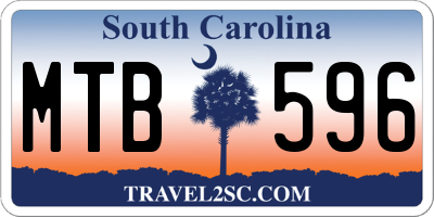 SC license plate MTB596