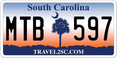 SC license plate MTB597