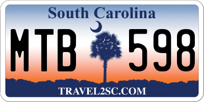 SC license plate MTB598