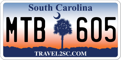 SC license plate MTB605