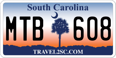 SC license plate MTB608