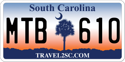 SC license plate MTB610
