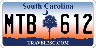 SC license plate MTB612