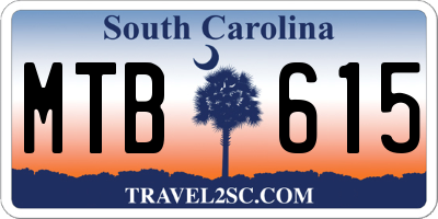 SC license plate MTB615