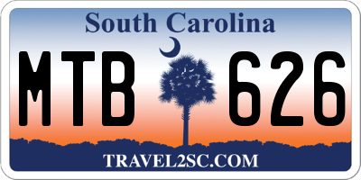 SC license plate MTB626