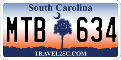 SC license plate MTB634