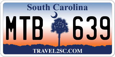 SC license plate MTB639