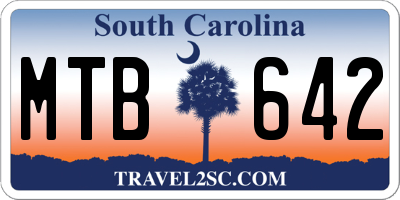 SC license plate MTB642