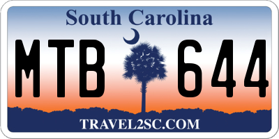 SC license plate MTB644