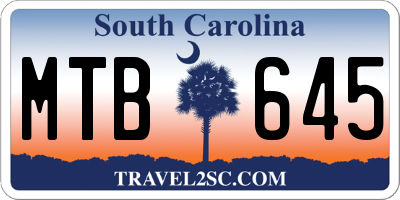 SC license plate MTB645