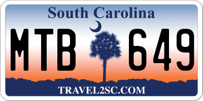 SC license plate MTB649