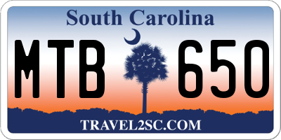 SC license plate MTB650
