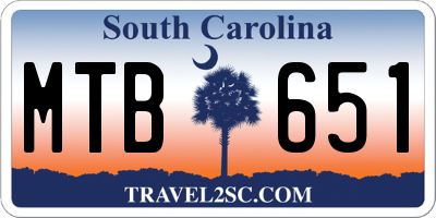 SC license plate MTB651