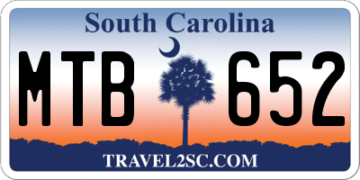 SC license plate MTB652