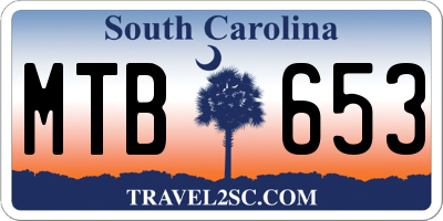 SC license plate MTB653