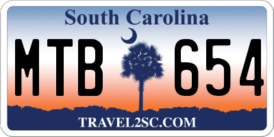 SC license plate MTB654