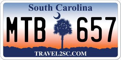 SC license plate MTB657
