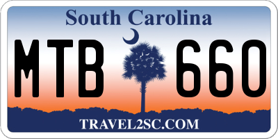 SC license plate MTB660