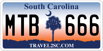 SC license plate MTB666