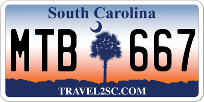 SC license plate MTB667