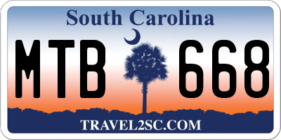 SC license plate MTB668