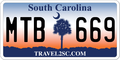 SC license plate MTB669