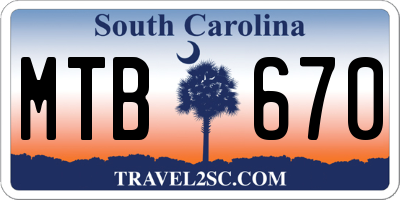 SC license plate MTB670