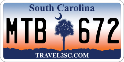 SC license plate MTB672