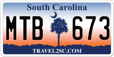 SC license plate MTB673