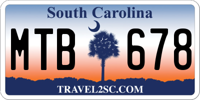SC license plate MTB678